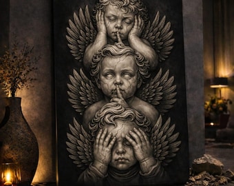 Silent Trinity – 3D Relief Panel STL | CNC Wall Art | Dark Gothic Sculpture | High Detail Depth Map