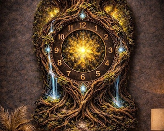 Clock STL File for CNC – Mystic Tree Clock Relief – Wall Clock 3D Model – CNC Router Carving File – Wood Clock Design