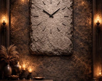 Stone Clock STL – CNC Relief Clock Design – Rock Texture Wall Clock File – 3D Carving Model – Minimal Industrial Decor