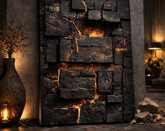 Volcanic Geometric Wall Panel STL | CNC Relief Texture | Lava Rock 3D Panel | Depth Map for CNC | Modern Architectural Wall Art