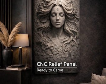 Sacred Goddess Relief STL | CNC Wall Art Panel (Digital Download)