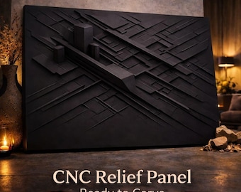 Geometric 3D Wall Panel STL for CNC | Modern Architectural Relief | High Detail Depth Map | Ready to Carve Digital File