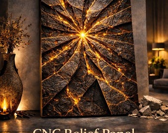 Luxury Obsidian Fracture | CNC Relief Panel STL | Dramatic Stone Texture | High Detail 3D Carving File | Wall Art CNC Design