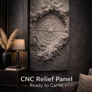 High-Relief Compass Panel STL | CNC Wood Carving File (Digital Download)
