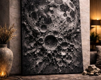 Moon Relief STL | CNC Wall Art Panel, High Detail Depth Map (STL File)