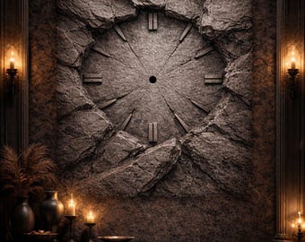 Stone Rift Clock Design – CNC STL File for Wall Clock | 3D Relief Carving Model