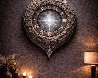 Crater Core Timepiece – STL File CNC 3D Relief Clock Panel | VCarve Aspire Compatible