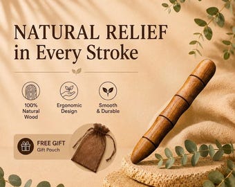 Wooden Massage Stick, Handmade Natural Wood Palm Tool, Small Spa Self Care Wand for Hands Feet Neck Shoulder