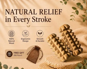 Pine Cone Wooden Hand Massager, Handmade Natural Wood Palm Massage Tool, Small Spa Self Care Gift for Hands Feet