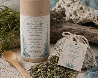 Rytuał Ocean Moon | Mieszanka minerałów w odcieniach zieleni, błękitu i jasnego błękitu | Botaniczna maska spa