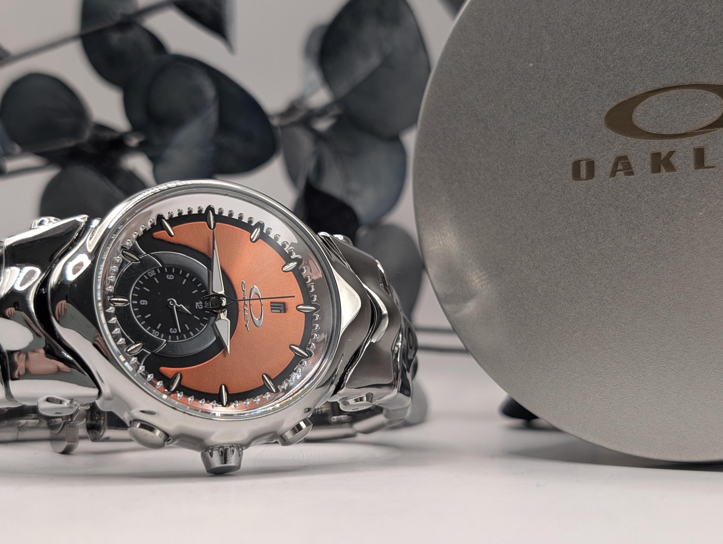 Vintage Oakley Inspired Watch Orange Dial Futuristic Design Model