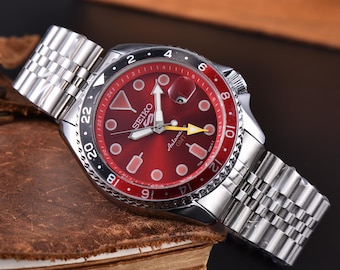 Seiko Style Watch Red Dial Sport Design