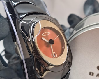 Oakley Style Watch Copper Dial Glossy Black Minimal Futuristic