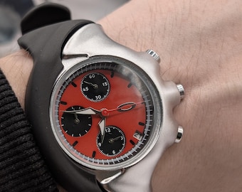 Oakley Chronograph Red Dial Sport Futuristic Watch