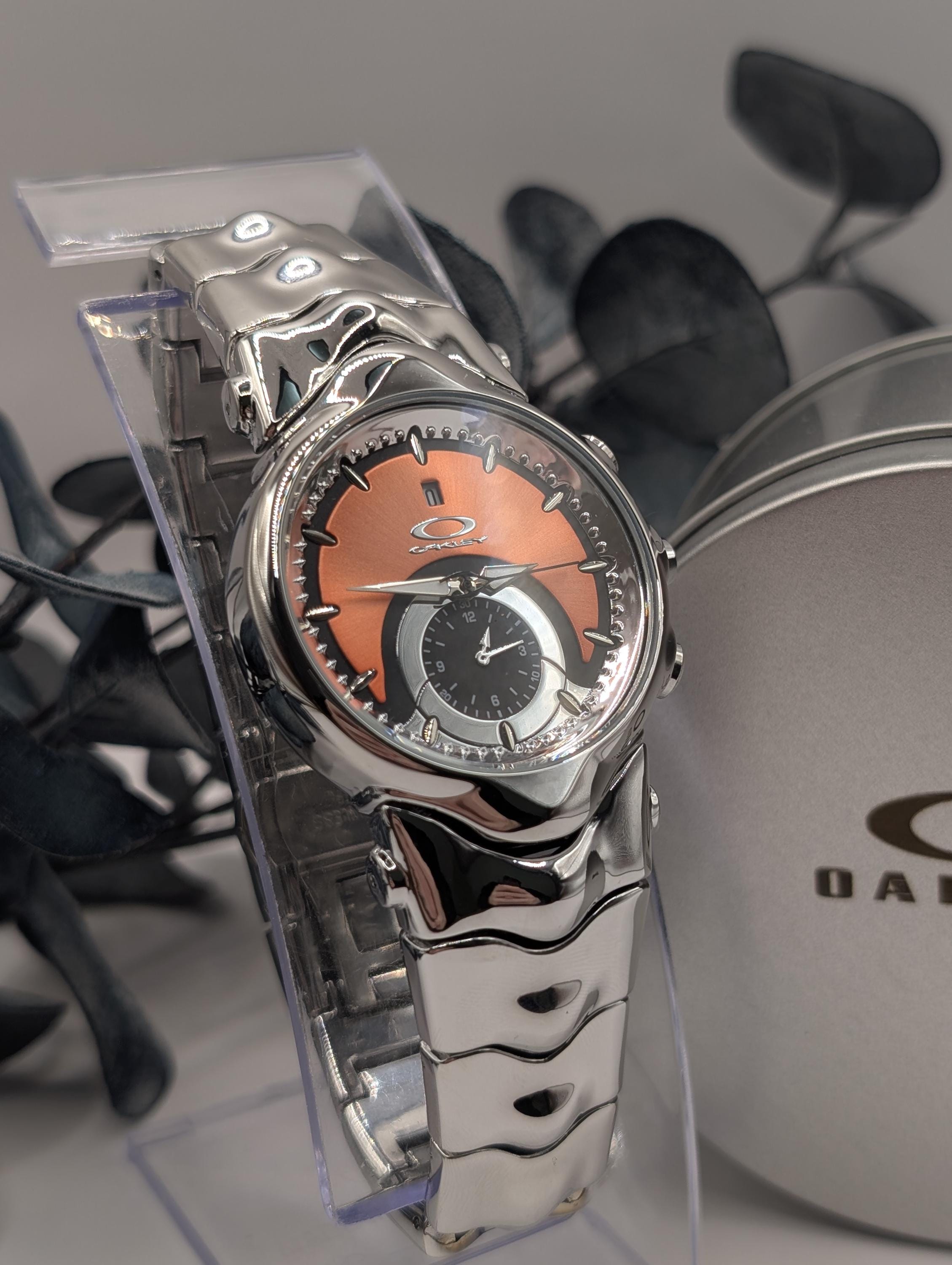 Vintage Oakley Inspired Watch Orange Dial Futuristic Design Model