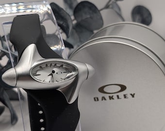 Oakley Style Watch  Silver Dial Asymmetrical Case Futuristic Minimal Design