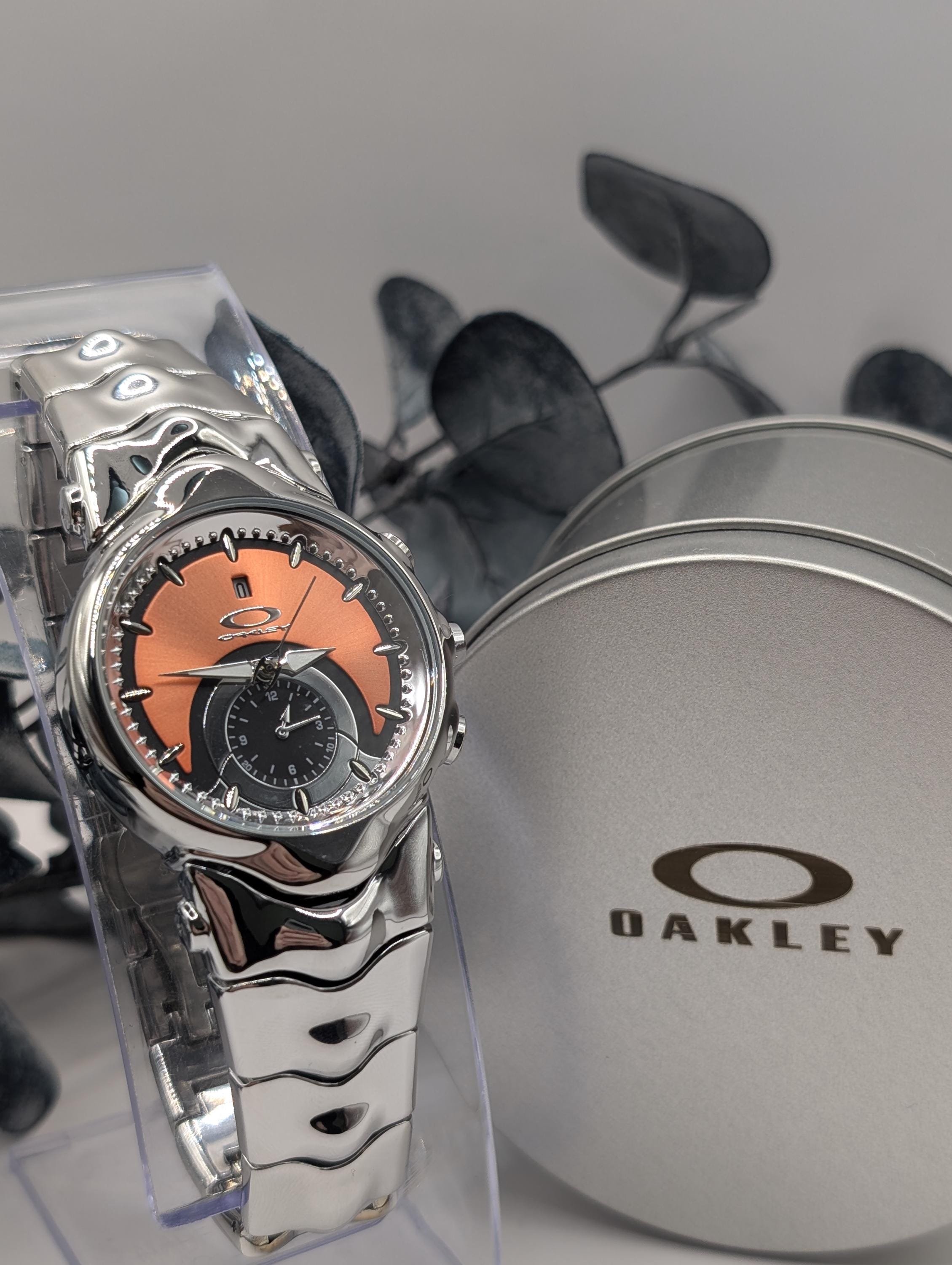 Vintage Oakley Inspired Watch Orange Dial Futuristic Design Model