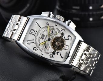 Franck Muller Style Watch Tonneau Case Open Heart Dial Luxury Statement Design