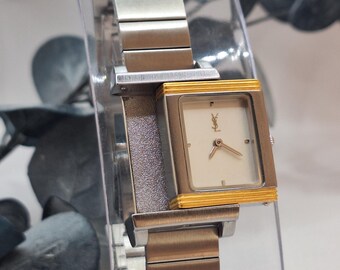 Yves Saint Laurent Style Watch Square Dial Two-tone Minimal Design
