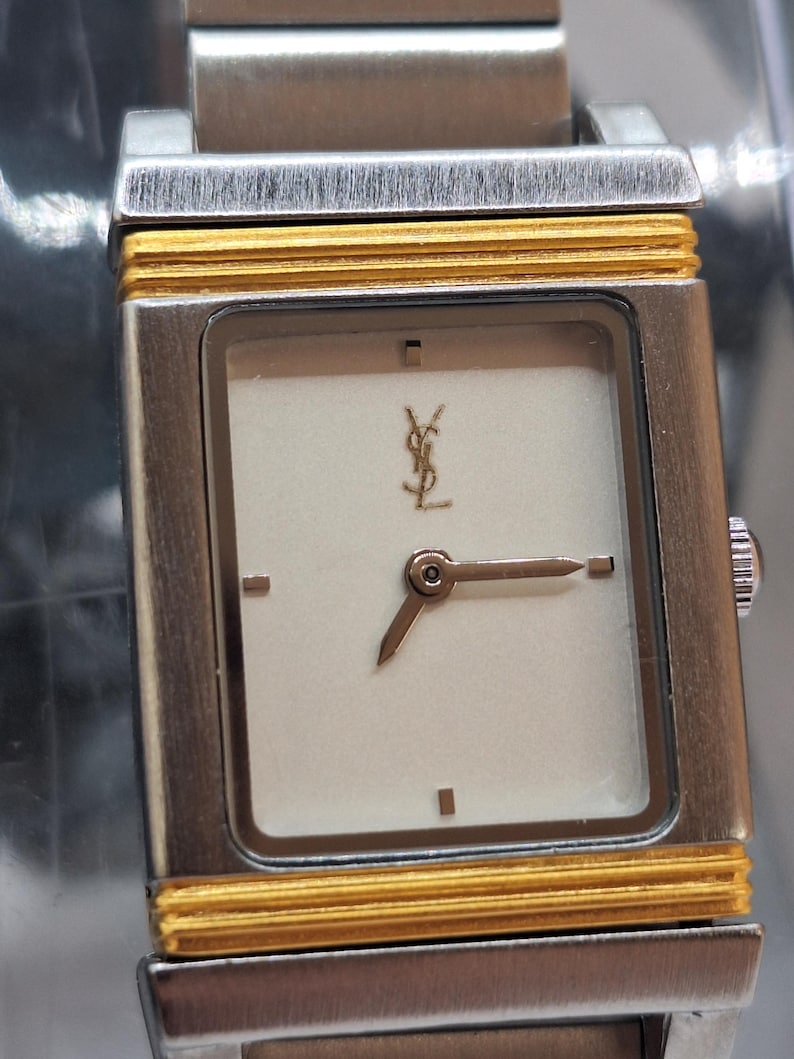 Yves Saint Laurent Style Watch Square Dial Two-Tone Minimal Design image 9