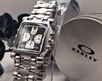 Oakley Chronograph vintage steel watch with signature bracelet
