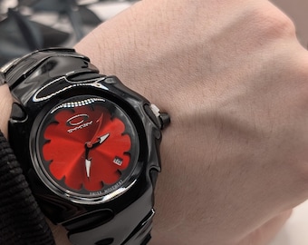Oakley Watch Red Dial Futuristic Design