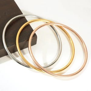 Set of 3 Gold Bangles Bracelet for Women | 18K Gold Plated Stainless Steel Waterproof Bracelets | Minimalist Stackable Jewelry Gift for Her