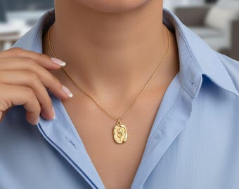 18K Gold Plated Tulip Wax Seal Pendant Necklace, Vintage Floral Jewelry, Waterproof Jewelry Gift
