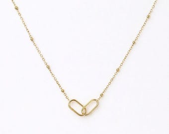 14K Gold Plated Interlocking Pendant Necklace • Minimalist Connection Chain • Everyday Jewelry
