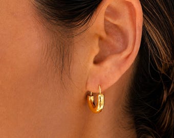 Small Gold Hoop Earrings, Chunky Gold Hoops, Stainless Steel, Minimalist Jewelry Gift For Her