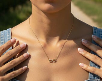 Dainty Infinity Pendant Necklace • Gold Minimalist Crystal Jewelry