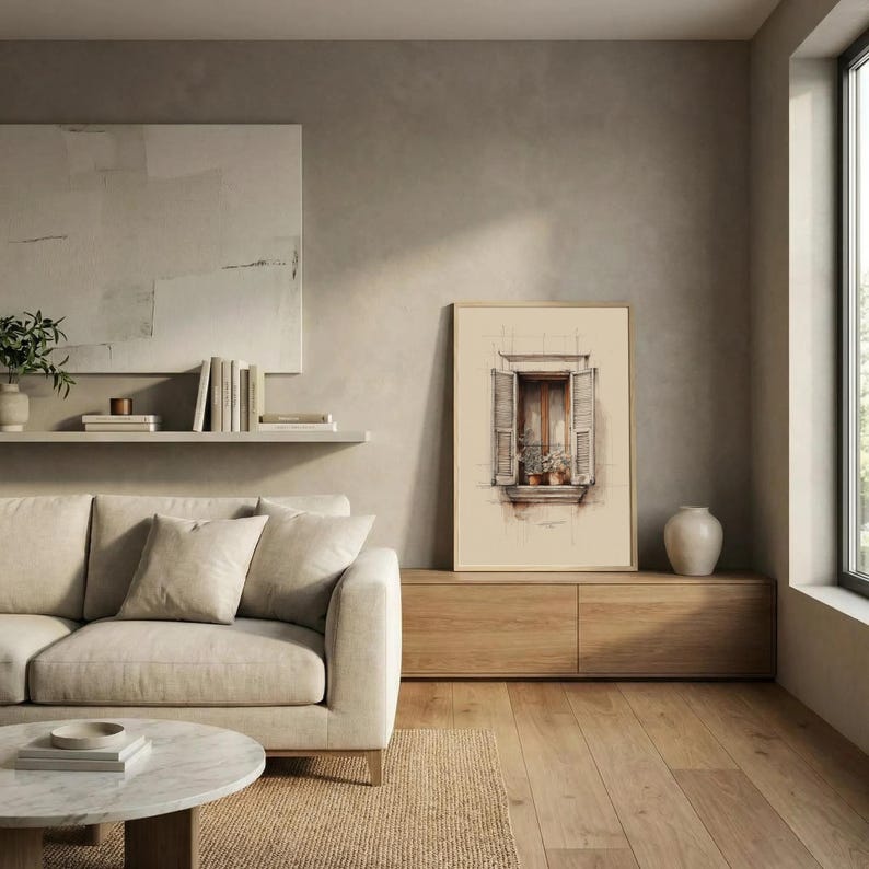 Italian Window Wall Art, Rustic Shutters Decor, Mediterranean Wall ...