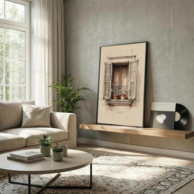 Italian Window Wall Art, Rustic Shutters Decor, Mediterranean Wall ...