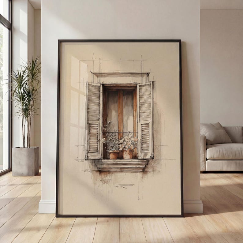 Italian Window Wall Art, Rustic Shutters Decor, Mediterranean Wall ...