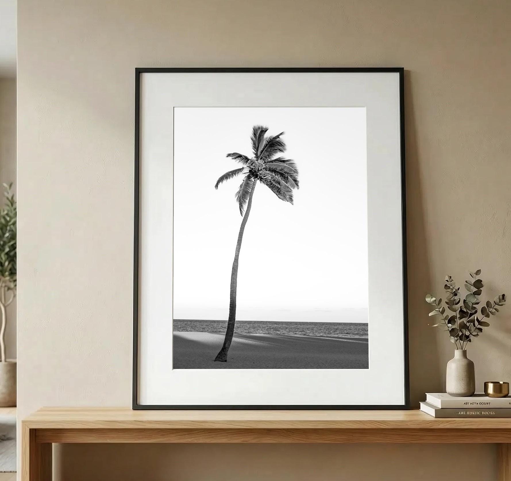 Black and White Palm Tree Printable Wall Art, Minimalist Beach ...