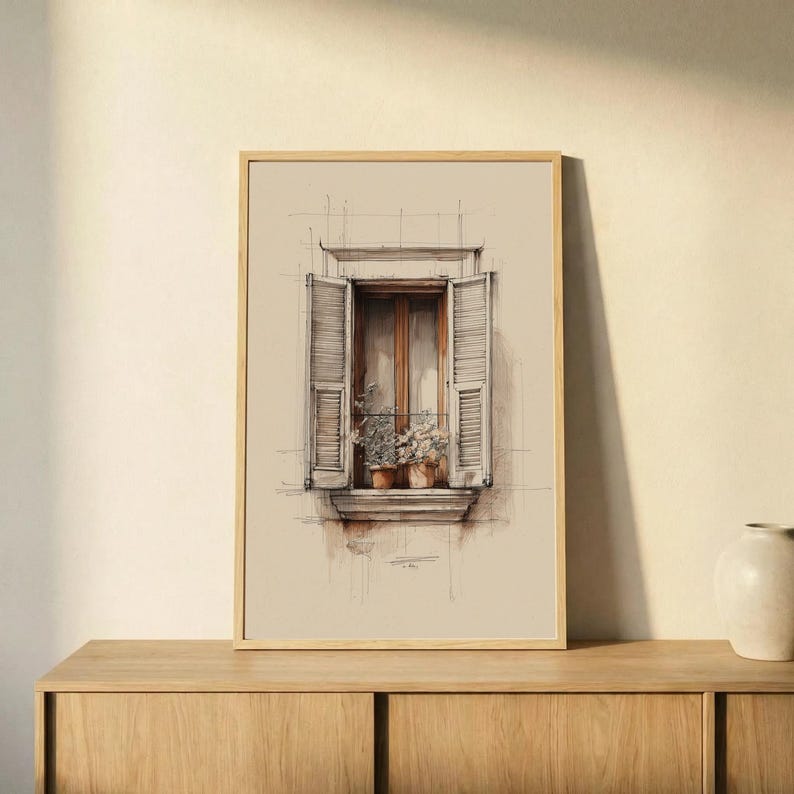 Italian Window Wall Art, Rustic Shutters Decor, Mediterranean Wall ...