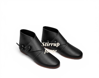 Sapatos medievais com fecho de velcro, sapatos vikings de couro, calçados do início da Idade Média, sapatos históricos para LARP, botas de couro feitas à mão.
