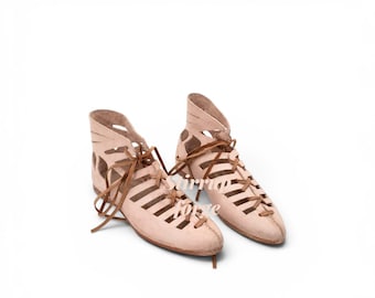 Sapatos de couro romanos, calçados antigos Caligae, traje histórico de gladiador com cadarço, reconstituição medieval LARP