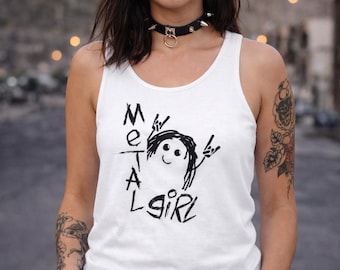 Metalgirl Tank Top Damen, Rock Shirt mit Print. Festival Outfit Sommer, Top, Heavy Metal Top