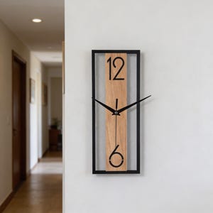 Orologio da parete minimalista in legno, moderno rettangolare, arredamento scandinavo