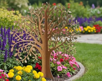 Metall-Baum des Lebens-Wand-Kunst, rustikale Garten-Dekor, Baum-Wandbehang im Freien