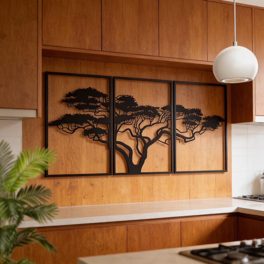 Tree of Life Metal Wall Art, 3 Piece Black Tree Wall Decor Set - Etsy