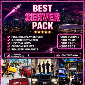 QBcore-geoptimaliseerd rollenspel-serverpakket: scripts, MLO's, auto's, pedalen