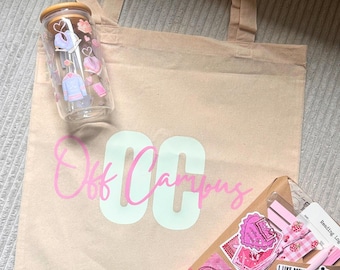 Off Campus Inspired Bookish Bundle | SPECIAL BOX | Glow in the Dark Tote Bag & Glass | Ice Hockey Romance Gift | Limited Edition