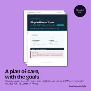 Physical Therapy Plan of Care Template, SMART Rehab Goal Bank Printable, Treatment Planning Sheet, Fillable PDF