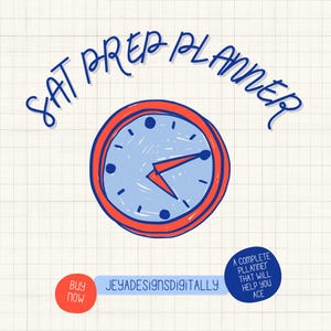 SAT Study Planner Fillable pdf, 12 Week SAT Prep Schedule, Practice Test Tracker, Mistake Bank, Undated Digital SAT Test Prep Planner