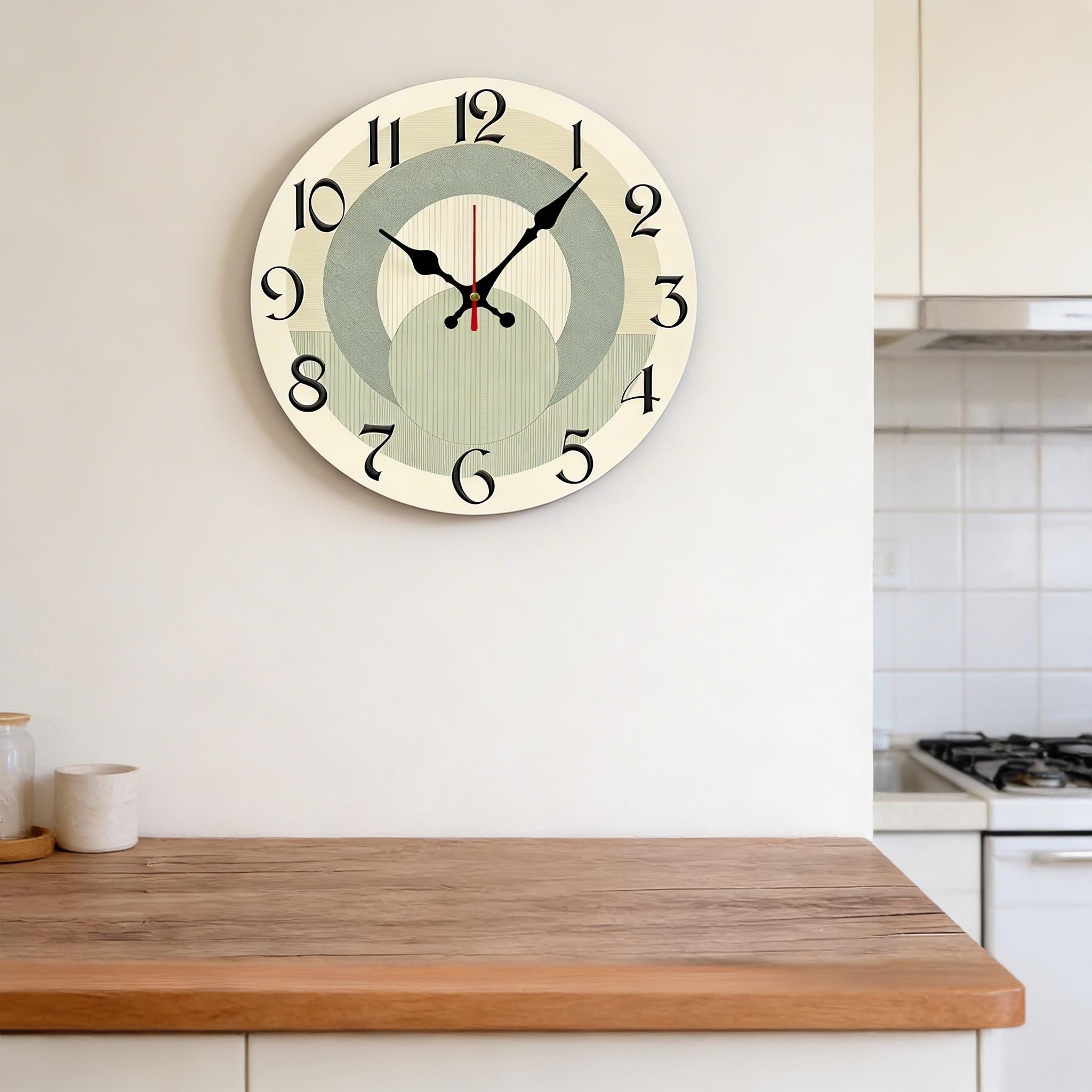 Wall Clock Modern Round, Silent Non Ticking Clock, Living Room Home ...