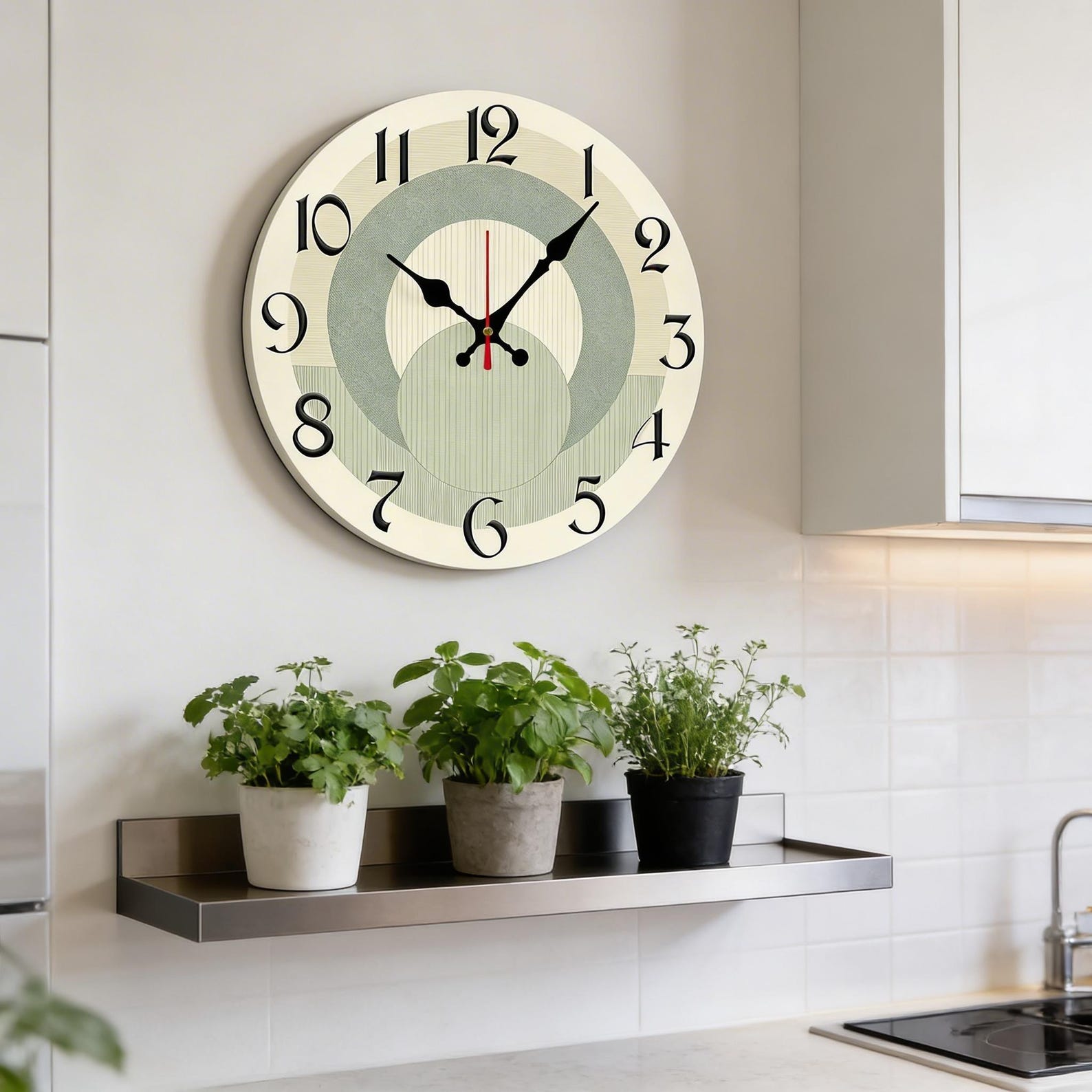 Wall Clock Modern Round, Silent Non Ticking Clock, Living Room Home ...
