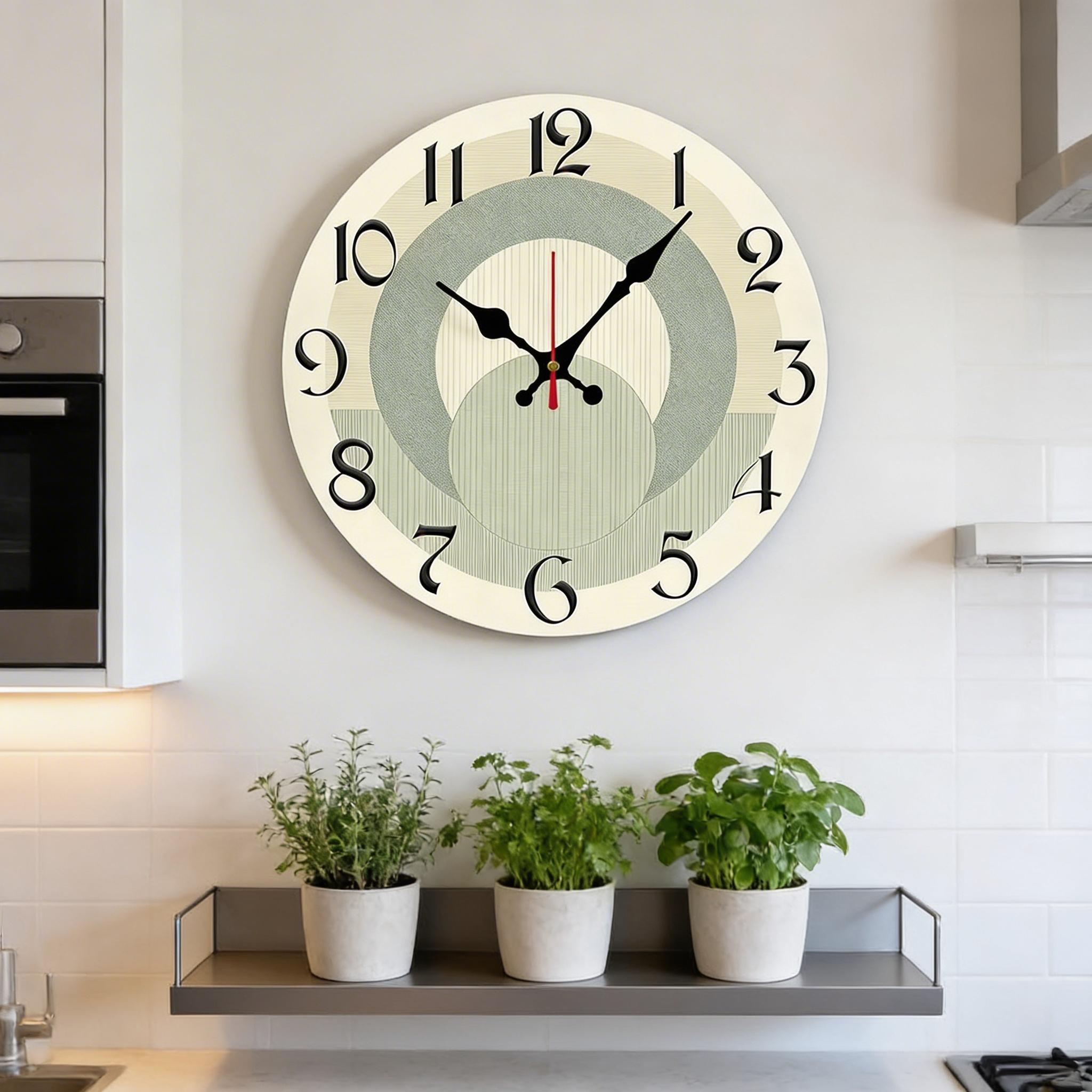 Wall Clock Modern Round, Silent Non Ticking Clock, Living Room Home ...