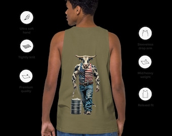 Stay Ready Cowboy Linne – Bakgrundsgrafik Västerländsk Patriotisk Tjurdesign